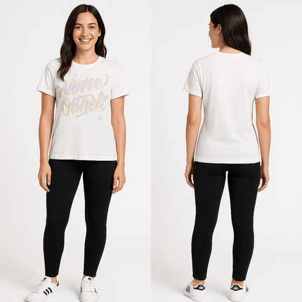 Adidas T-Shirt „Home Outlet“ in Weiß - Tiz Mode