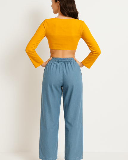 🧡Blusen Cropped Top Arancione mit Ringdetail – Bershka (Größe M) - Tiz Mode