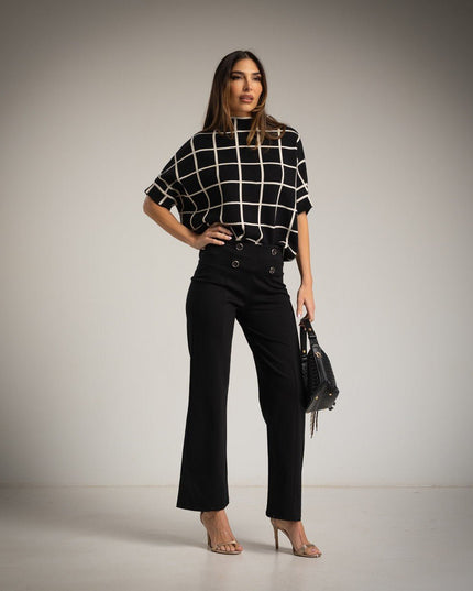 Damen - Hose mit 4 Zierknöpfen premium - Tiz Mode