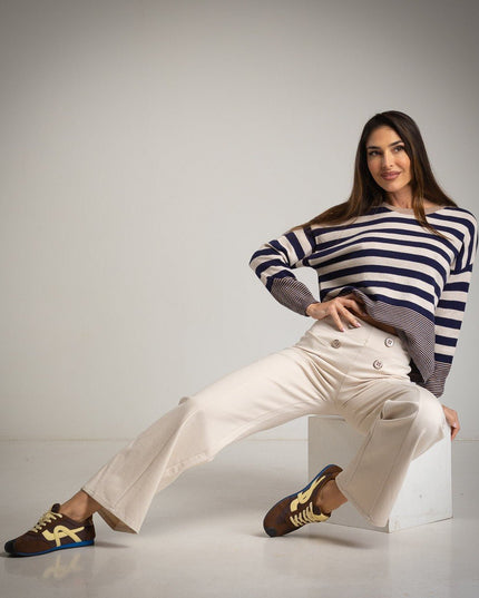 Damen - Hose mit 4 Zierknöpfen premium - Tiz Mode