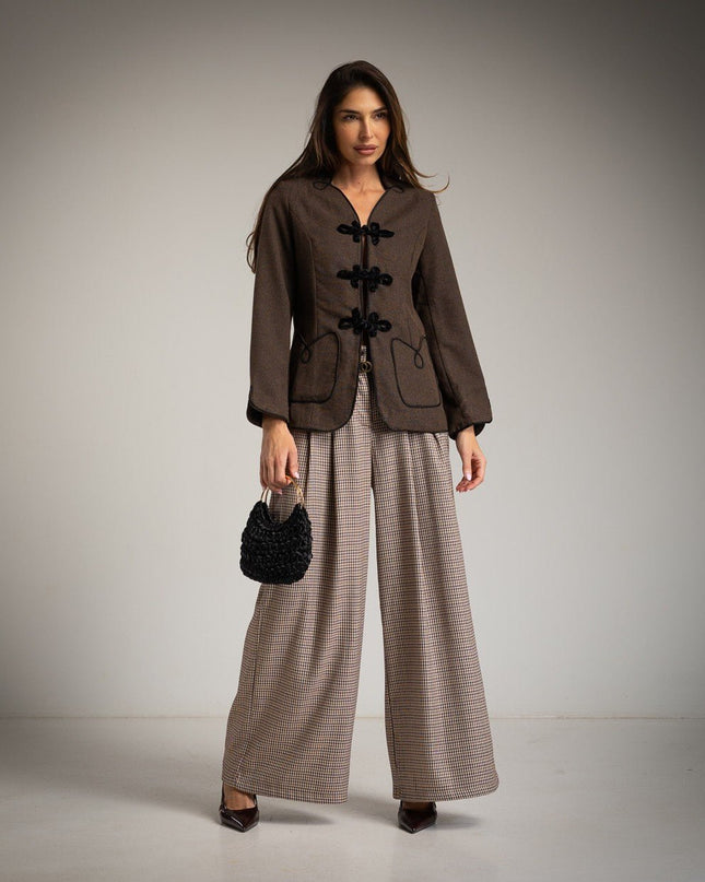 Damen - Palazzo - Hosen mit Falten - Tiz Mode