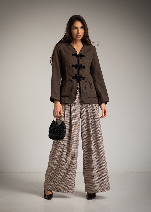 Damen - Palazzo - Hosen mit Falten - Tiz Mode