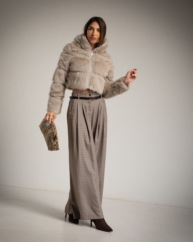 Damen - Palazzo - Hosen mit Falten - Tiz Mode