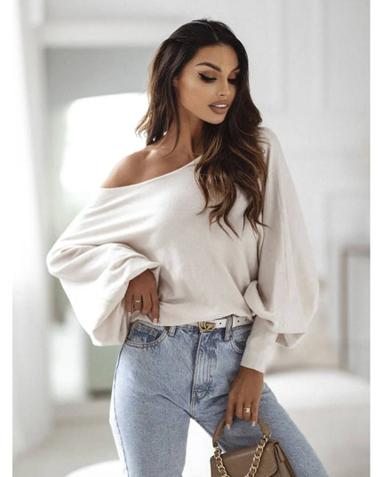 Damen - Pullover mit weitem Schnitt – Off - Shoulder Style – Neuheiten - Tiz Mode
