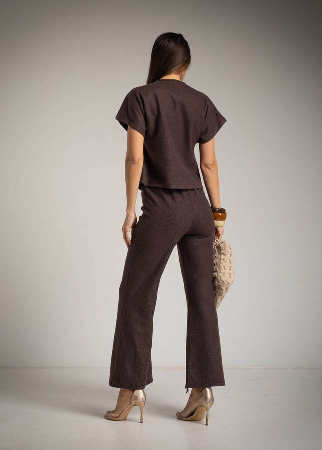 Damen Zweiteiler mit Schmuckknöpfen – Einheitsgröße – Neue Kollektion - Tiz Mode