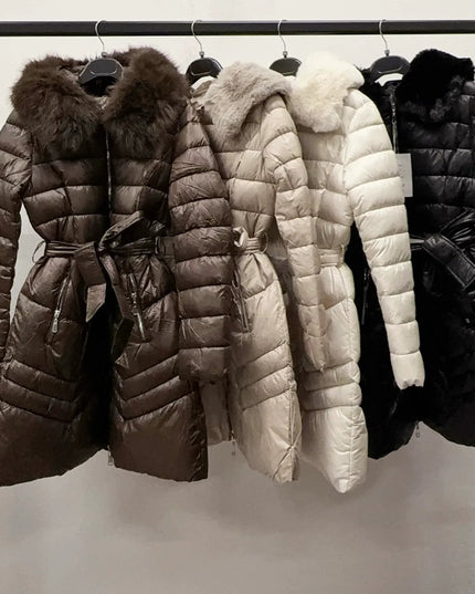 Damenjacken - Steppjacke mit Kapuze & Kunstfell – Winterjacke – Neue Kollektion - tizmode - Tiz Mode