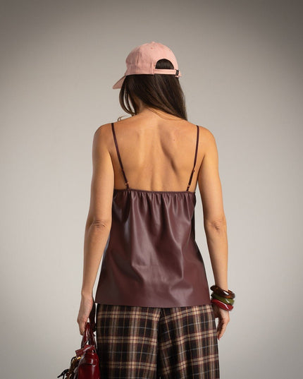 Lingerie - Top aus kunstleder mit Spitze – Blusen – Neue Kollektion - Tiz Mode