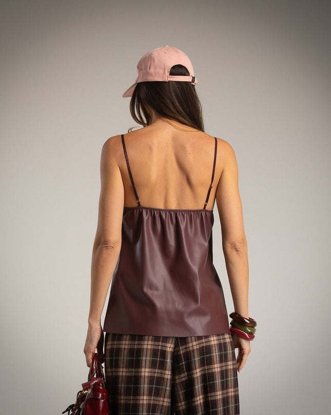 Lingerie - Top aus kunstleder mit Spitze – Blusen – Neue Kollektion - Tiz Mode