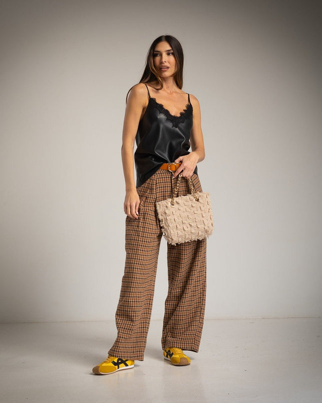 Lingerie - Top aus kunstleder mit Spitze – Blusen – Neue Kollektion - Tiz Mode