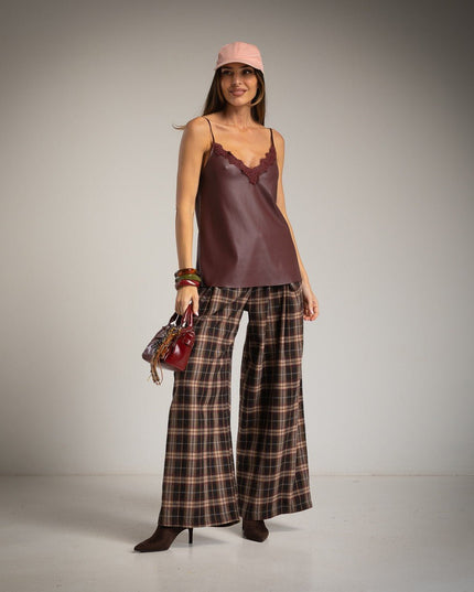 Lingerie - Top aus kunstleder mit Spitze – Blusen – Neue Kollektion - Tiz Mode