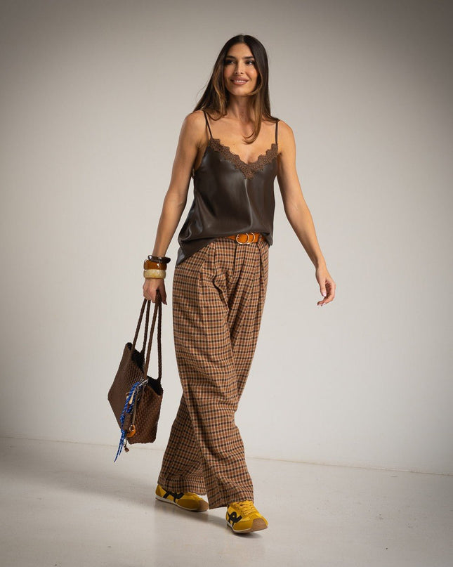 Lingerie - Top aus kunstleder mit Spitze – Blusen – Neue Kollektion - Tiz Mode