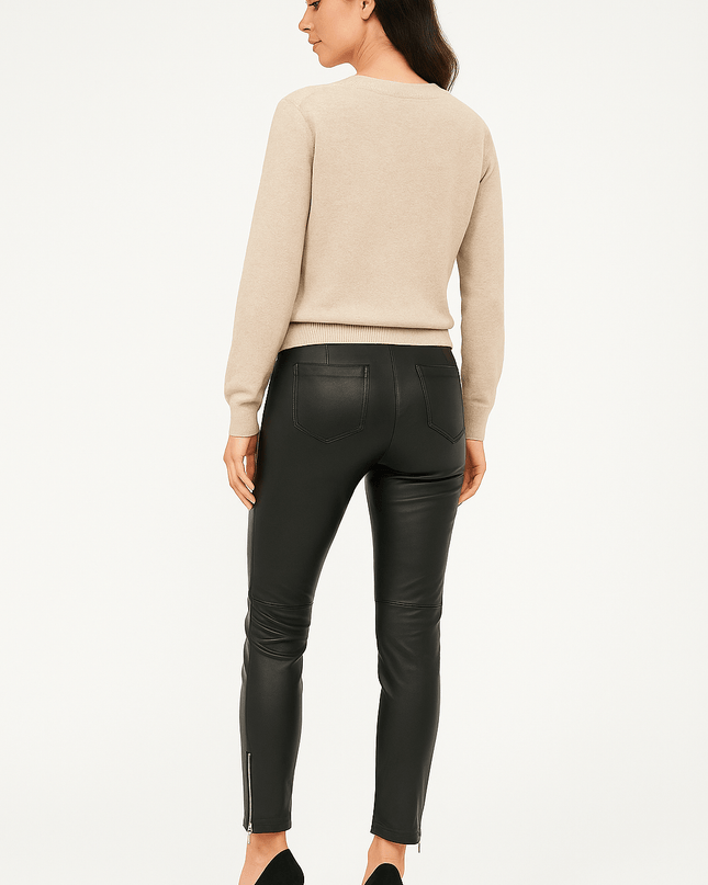 Pepe London – Schwarze Kunstlederhose mit Reißverschlüssen - Tiz Mode