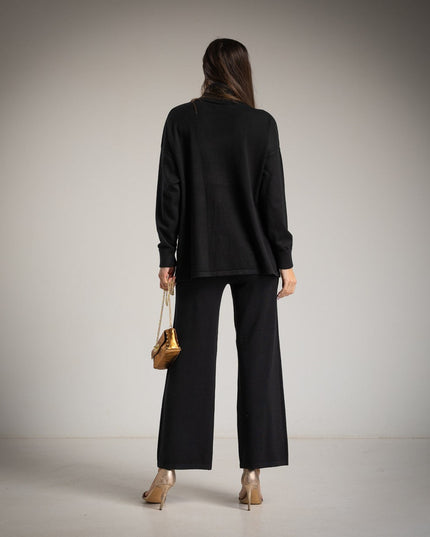 Sets aus 2 Teilen – Strickpullover mit Taschen – Schwarz – One Size – Neue Kollektion - Tiz Mode