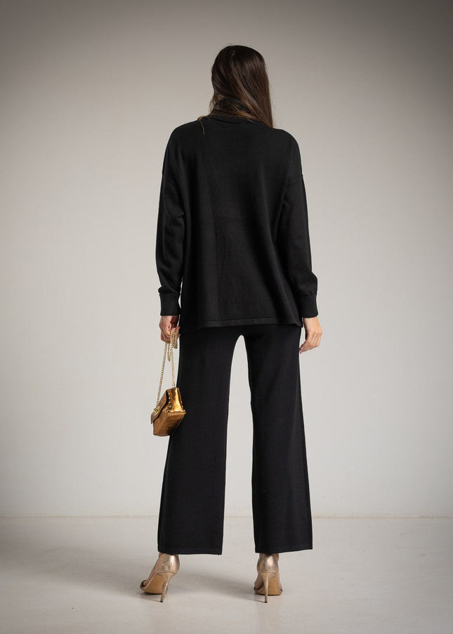 Sets aus 2 Teilen – Strickpullover mit Taschen – Schwarz – One Size – Neue Kollektion - Tiz Mode