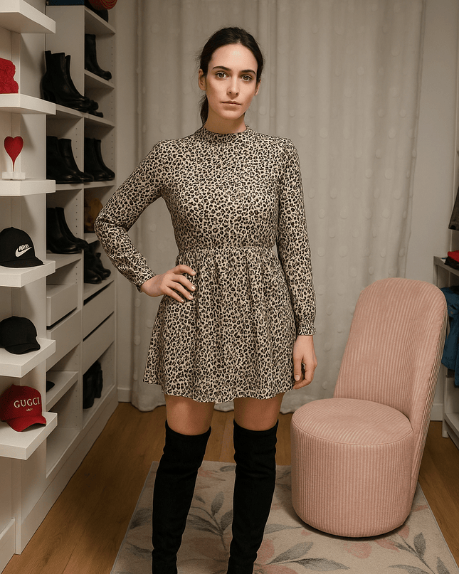 Stylisches Mini Kleid mit Leopardenmuster - Tiz Mode