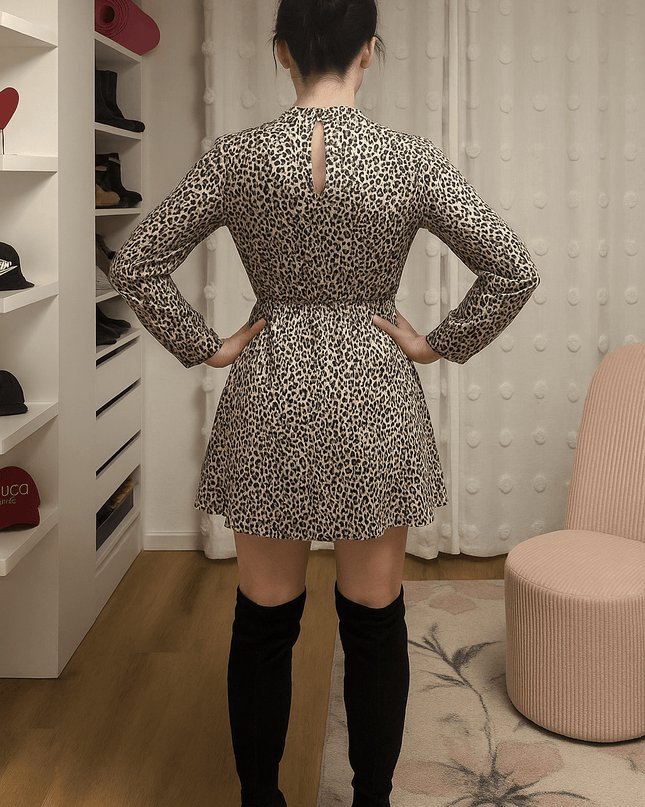 Stylisches Mini Kleid mit Leopardenmuster - Tiz Mode